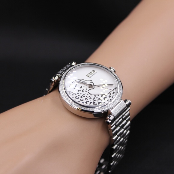 Panther Diamond White Dial Unisex Watch main image 6